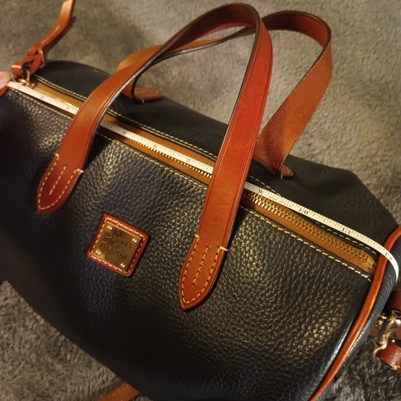 Dooney & Bourke Dark Navy and Brown Leather Satchel - Picture 13 of 16